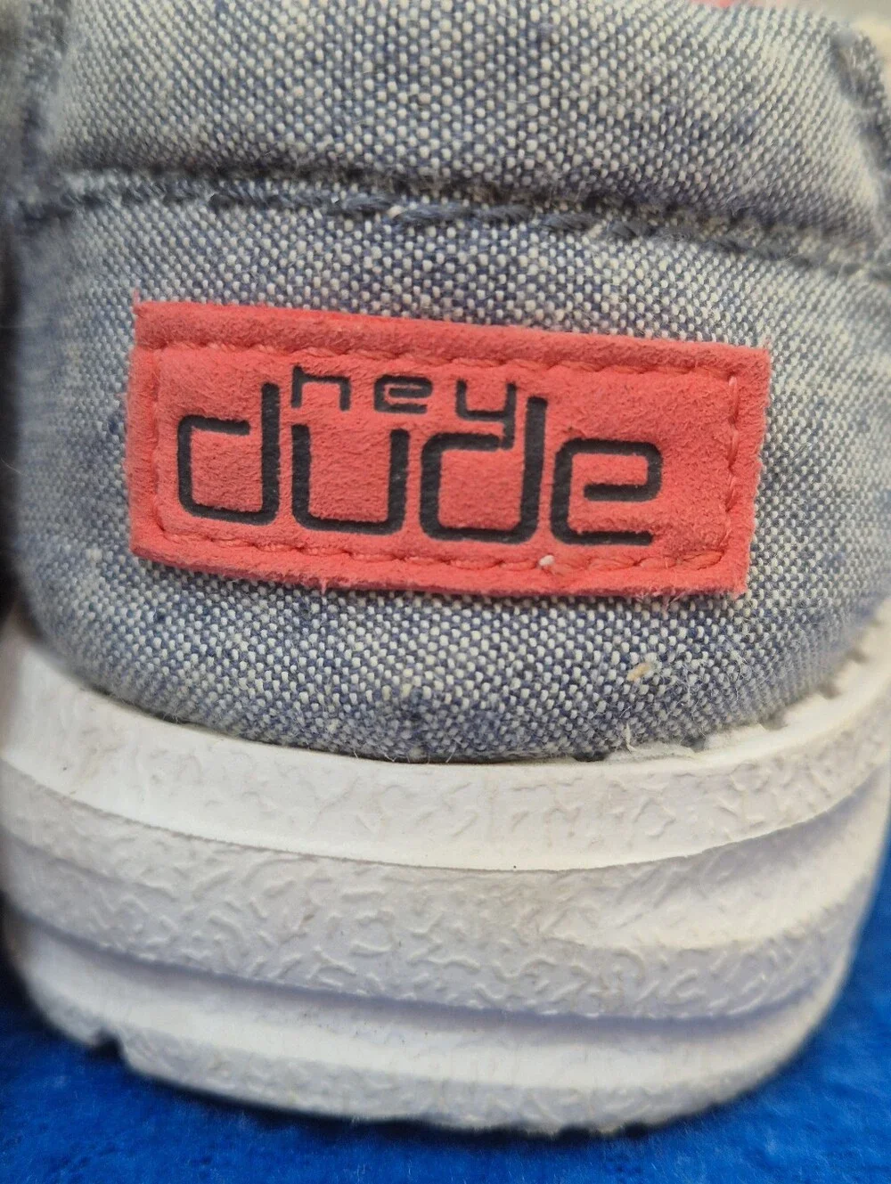 Hey Dude Wendy Chambray Youth Size 12 Kids Grey Pink Chambray EUC
